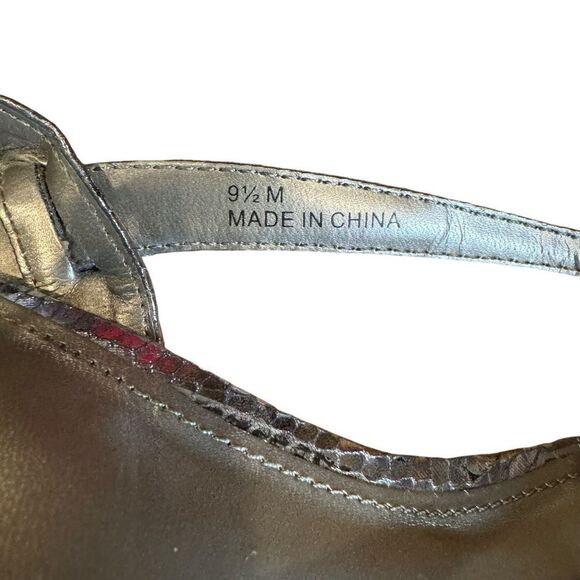 Worthington Tulipa Blue Silver Python Snake Print Thong Dress Square Toe Sandals - Picture 6 of 7